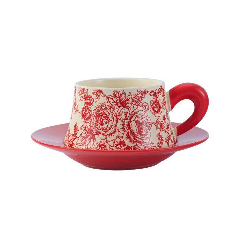 Rose Yan Yu Ceramic Coffee & Tea Cup Set with Saucer - High-End Gift Box Edition