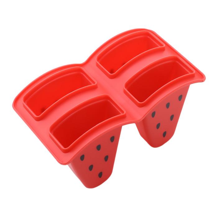 Summer 4 Hole Watermelon Popsicle Mold Ice Cream Mold DIY Homemade Mould with Sticks