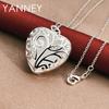 925 Sterling Silver 16-30 Inches Fine Flower Heart Necklace For Women Fashion Charm Jewelry Party Wedding Accessories