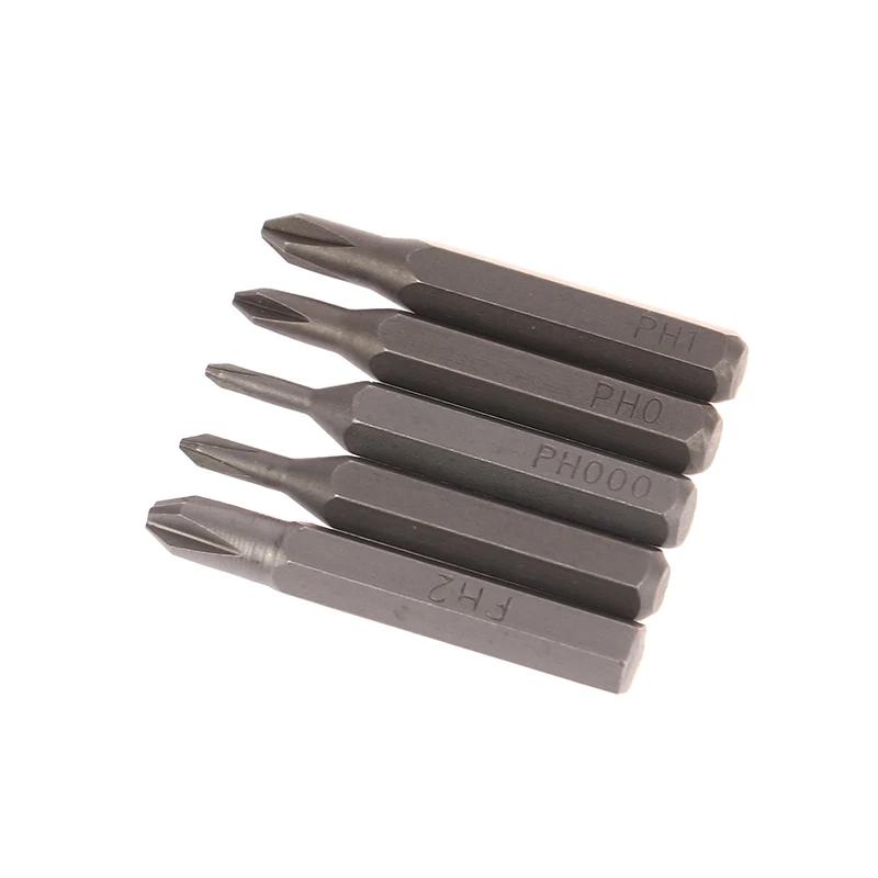 

5Pcs H4×28mm Cross Screwdriver Bits Steel PH0000 PH000 PH00 PH0 PH1 PH2 4mm Hex Shank Professional Screwdrivers Set Tools жовтий