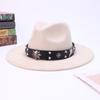 Men'S And Women'S Skulls, Western Cowboy Hats, Autumn And Winter New Suede Top Hats, High-End Flat-Brimmed Jazz Hats