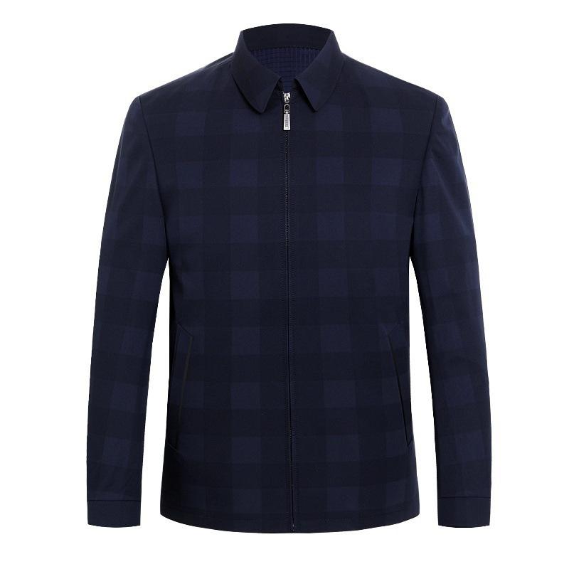 Wool jacket men's spring and autumn jacket middle-aged and elderly thin lapel plaid top dad's outfit