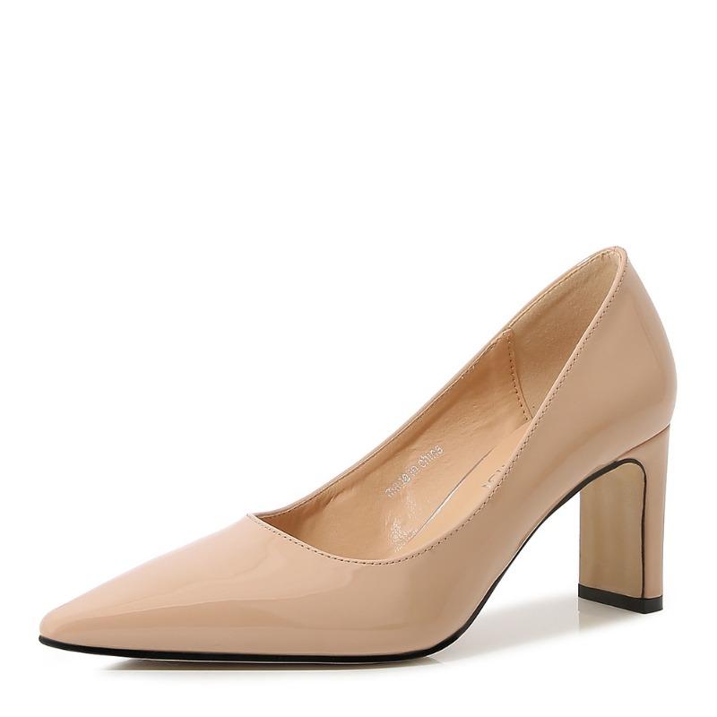 Celebrity single shoes women's summer new shallow thick heel women's shoes high-end temperament versatile medium heel shoes