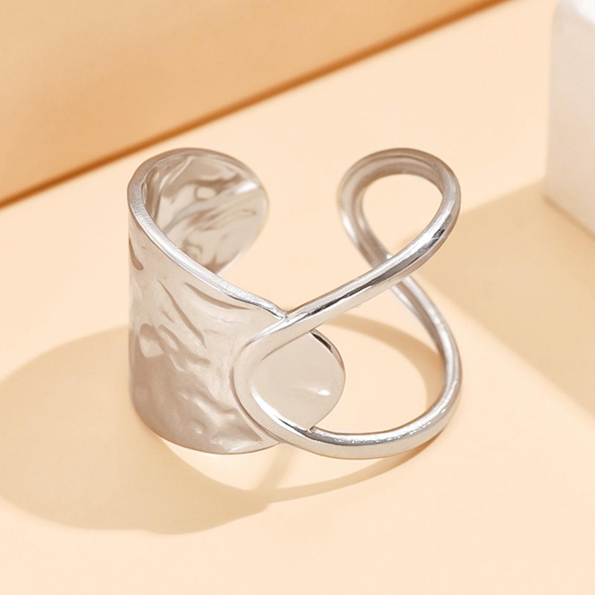 Асимметричное геометрическое открытое кольцо из нержавеющей стали для женщин