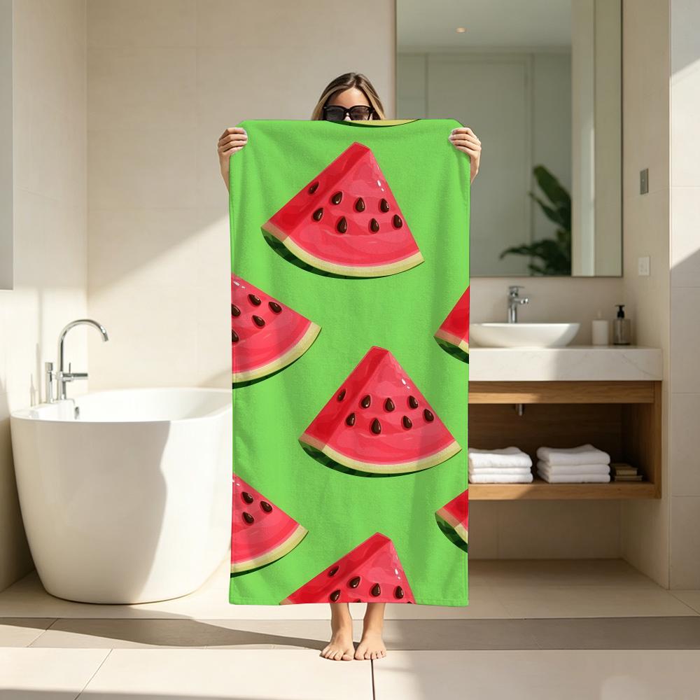Cute Watermelon Surfboard Illustration Towel ultra-fine fiber quick drying absorbent bath towel, outdoor swimming sports towel