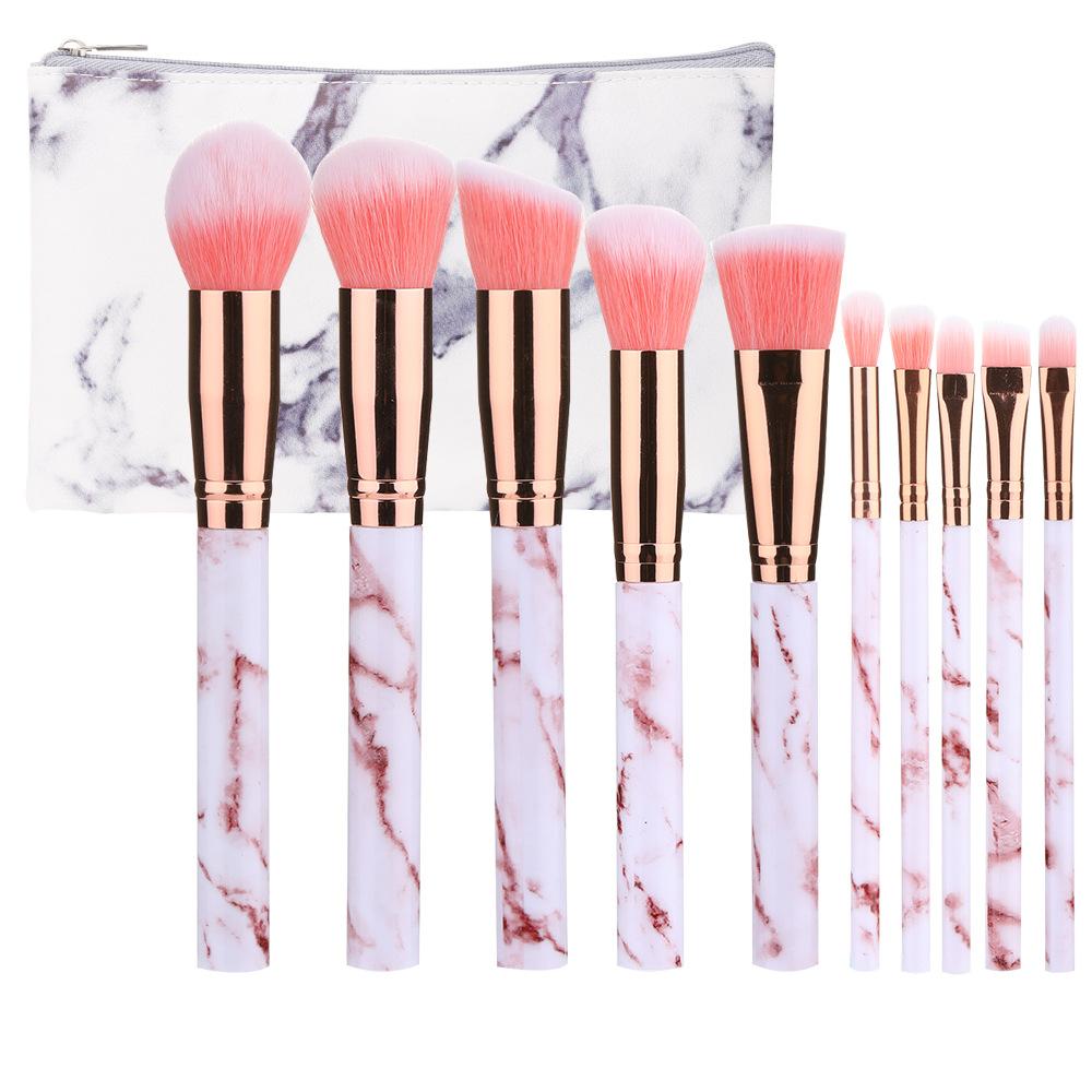New 10 Makeup Brush Set Full Marble Beauty Tool Set Brush Blush Eyeshadow Brush