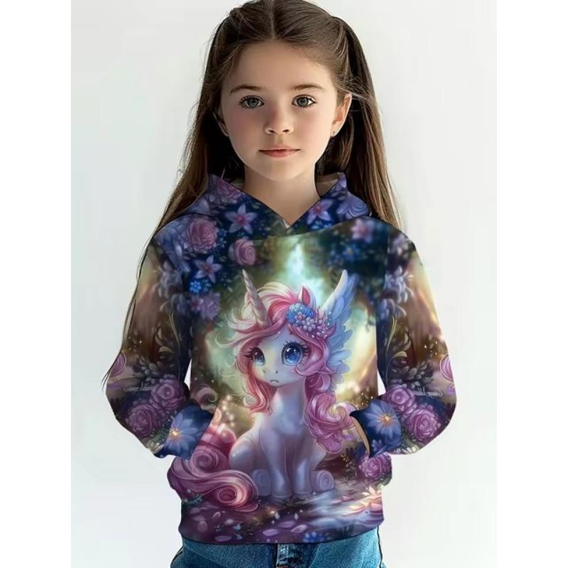 

Свитшот с рисунком русалки для девочек, длинный рукав, модная симпатичная толстовка с капюшоном, топы для детей, осенне-зимняя одежда, подарки 120cm