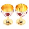 2pcs Alloy Vintage Metal Wine Cup Golden White Red Retro Metal Wine Cup  Tabletop Decorations