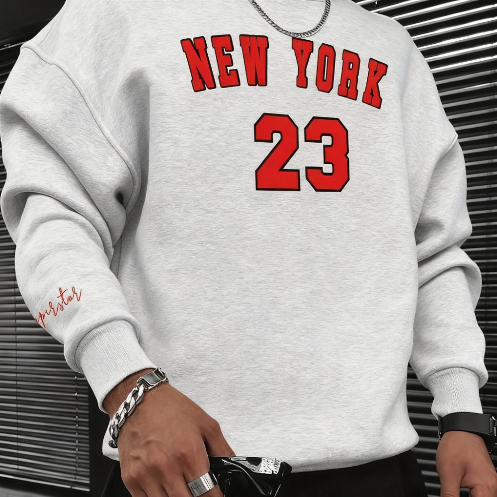 

Men s Fashion Trend Casual Long Sleeve Round Neck Pullover Hoodie with Velvet Print for Winter S