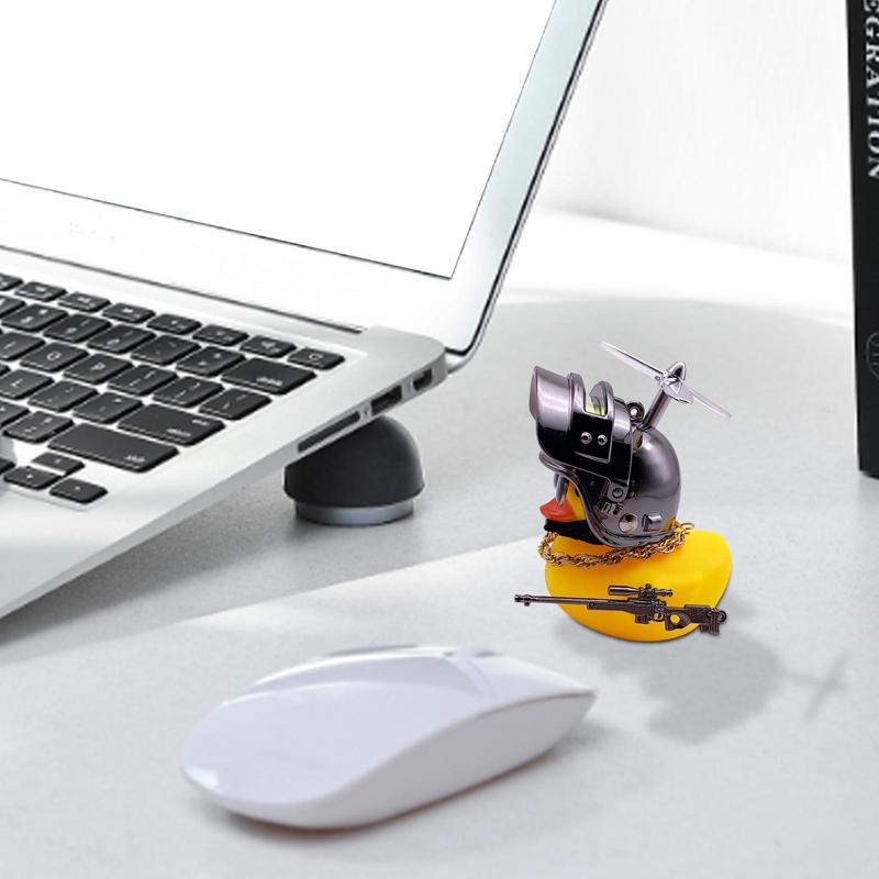 Car Ornaments Bicycle Horns Squeeze Black Duck with Straps Helmet, Silicone Elasticity Belt Bike Bell for Kids Sport Outdoor