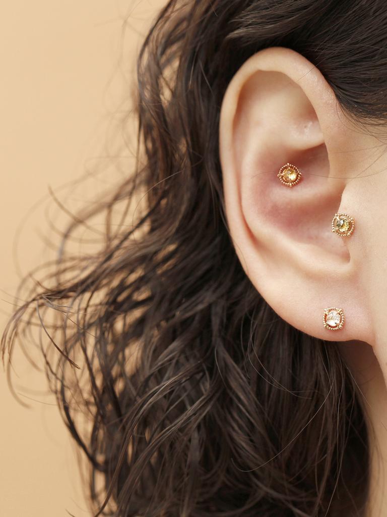 Minimalpiercing 14K Internal Antique Rose Cut Gemstone Labret Piercing