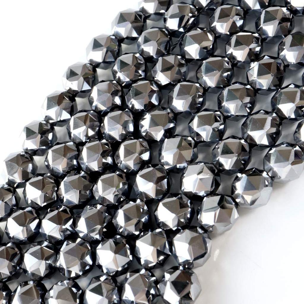 [GOLD STONE] Terahertz Ore Star Cut Beads, 40cm Long, Multi-Faceted, Handmade Accessories, Sold In Strands, 8mm