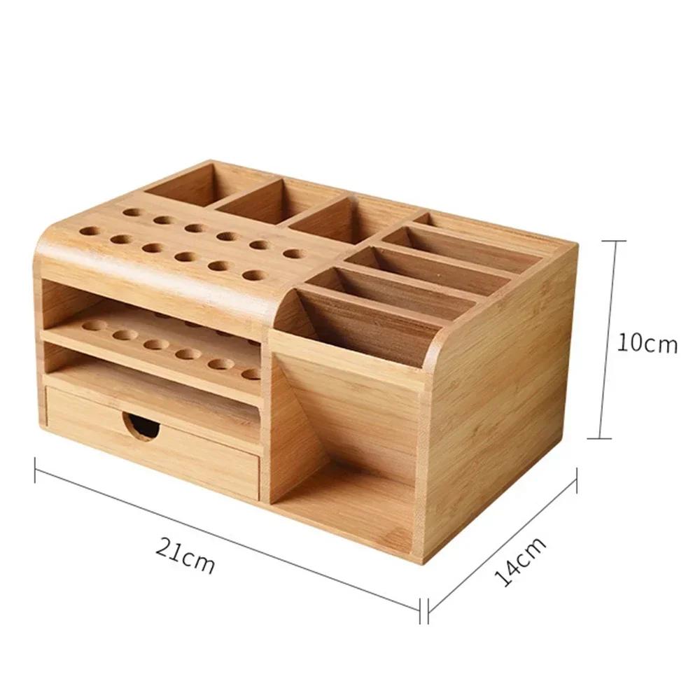 Wooden Multifunctional Storage Box Screwdriver Tweezers Multi Compartments Desktop Stationary Small Pens Markers Brushes Tools