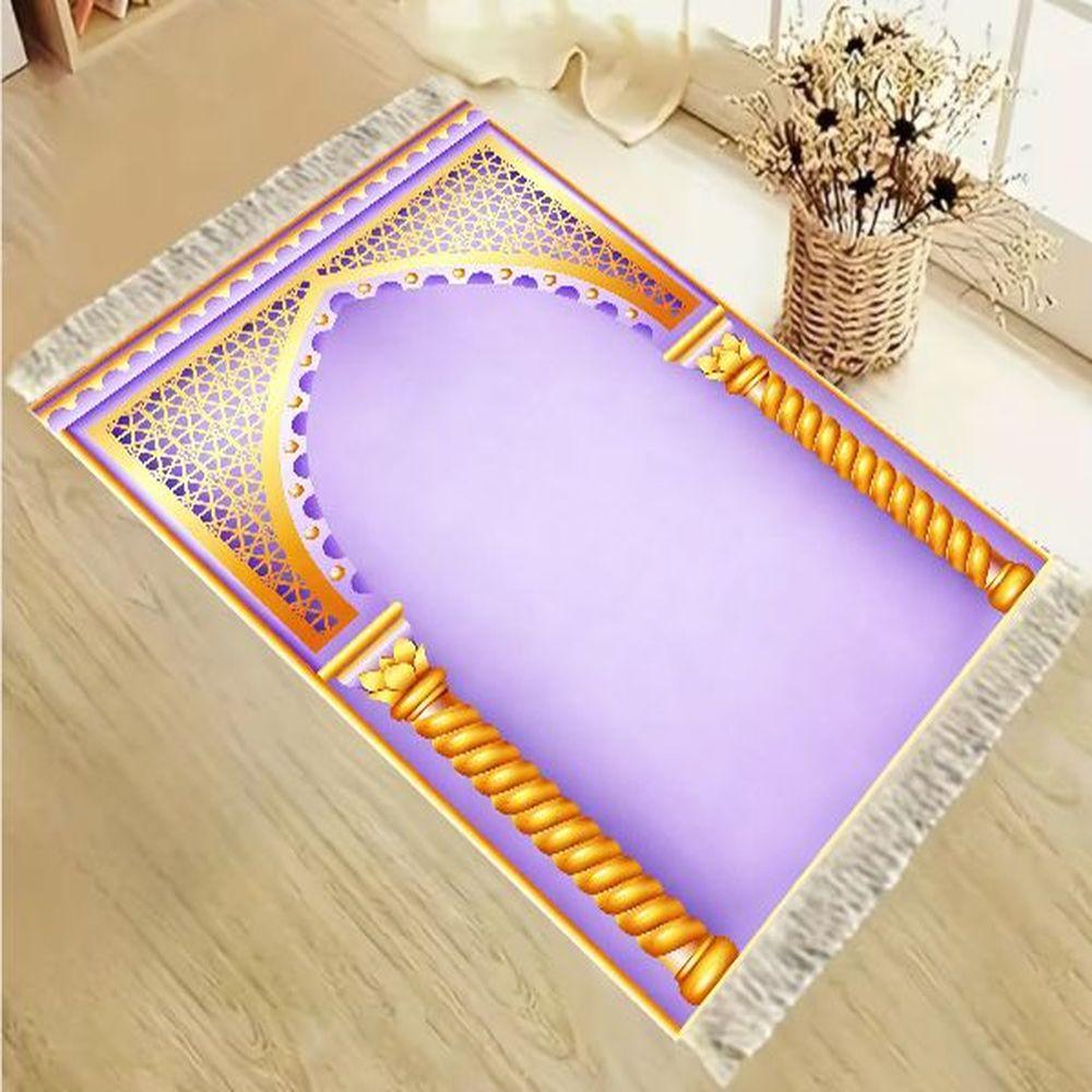 Lichtgewicht Islamitisch Gebedskleed Beige Moslim Mat met Kwastjes voor Dagelijks Gebed 48X98CM