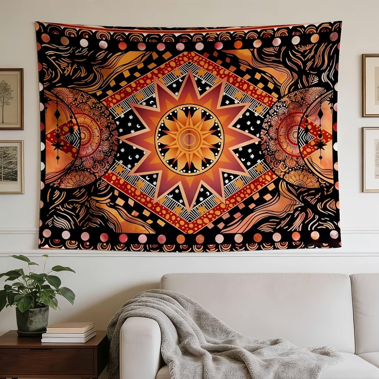 Bohemian Mandala Tapestry - Ethnic Totem Wall Decor - Retro Geometric Wall Hanging Decoration 100X70CM