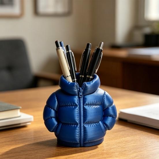 Yousheng Down Jacket Pen Holder, 3D Printed Funny Puffer Jacket Pencil Cup, Small Desk Organizer Storage Box for Home Office Desktop Decor