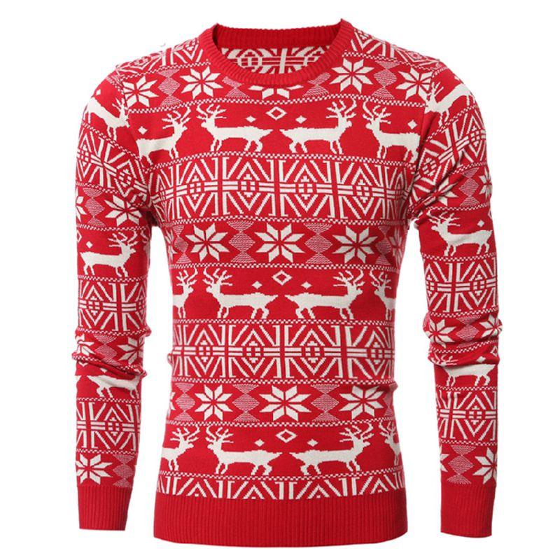Christmas Xmas Mens Sweater Retro Vintage Jumper Snowflake Knitted Tops Knitwear