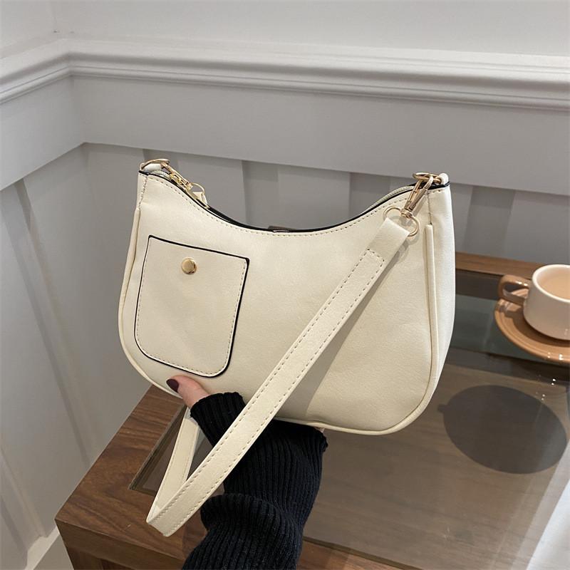 Texture Minimalist Niche Single Shoulder Underarm Bag Crossbody With Closure Zip