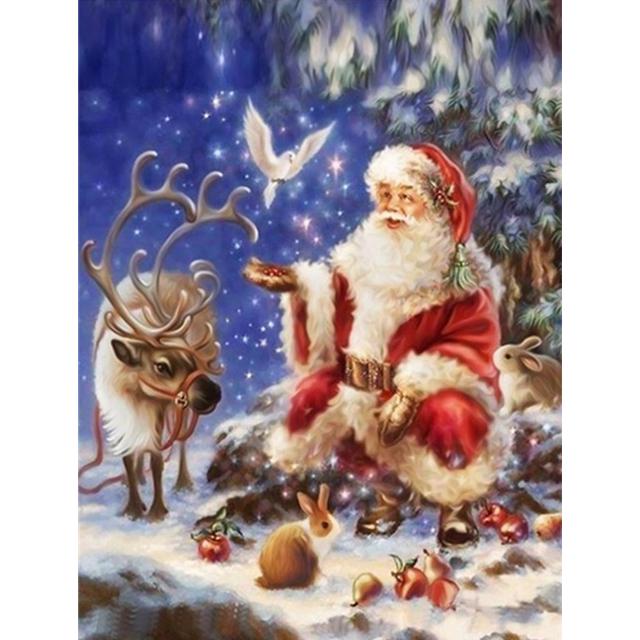 

DIY 5D Полный дрель Алмазная картина Санта-Клаус Вышивка Крестом Мозаика Домашний декор Подарок Full Round 20x25CM