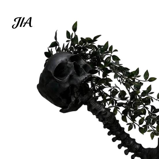 Gotycka Czaszka Doniczka na Sukulenty Pothos, Kreatywna Doniczka Szkielet w Stylu Vintage Metalowym Sztuka Cmentarna Kolumna Kręgosłupa, Pojemnik na Rośliny Liściaste