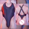 Men'S Sexy Bodysuit Oil Shiny Glossy Open-Crotch Underwear High Elastic Smooth Temptation See-Through Swimsuit Exotic Lingerie