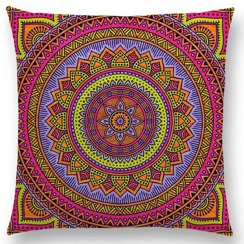 Hippie Mandala Boho Rainbow Floral Pattern Decor Throw Pillow Case Sun Moon Flowers Dream Fantasy Gorgeous Cushion Cover Sofa