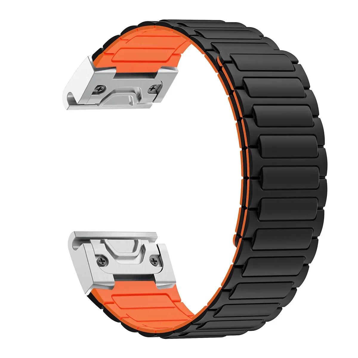 

26-мм магнітний силіконовий ремінець для Garmin Band Fenix 8 51MM 7X 7 Pro Fenix 6X 5X 5Plus Tactix 7 Enduro 3 Петля descent mk1 Браслет Garmin Tactix7
