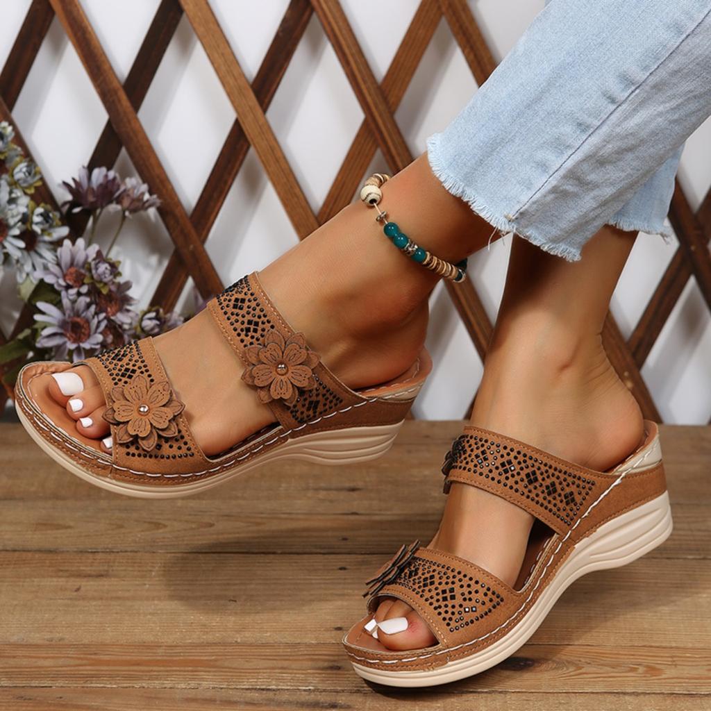 Fashion Summer Women Wedge Sandals Premium Orthopedic Open Toe Sandals Vintage Anti-slip Leather Casual Female Retro Shoes
