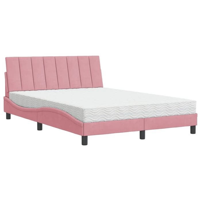 VidaXL Bed with Mattress Pink 120x200 Cm Velvet 3208591