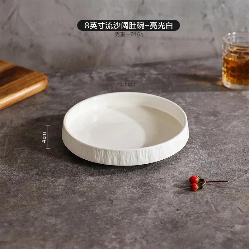 New Ceramic Steak Plate Household 8-inch Circular Western Dish Can Be Heated Restaurant Black High-end Breakfast Pasta Tableware