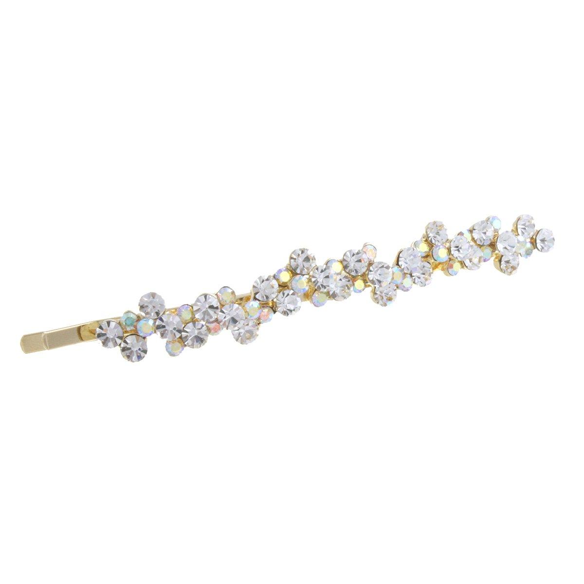 

VINGTAINE Wave Motif Long Hairpin Pearl Rhinestone Hair Accessory Clear [Vantaine] H-703-CL