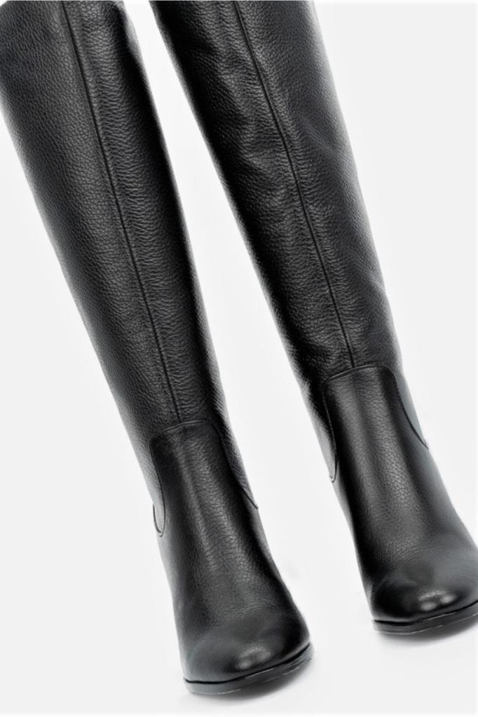 Bottes modernes et élégantes pour femmes, bottes en cuir véritable noir