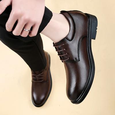 Fashion Brand Men's Comfortable Interior Height Increasing Business Casual Leather Shoes Fashionable Men's Classic Lace Up Banquet Shoes