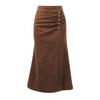 Ladies' Retro High Waisted Slimming Bag Skirt, Mid Length With A Split Half Skirt And Temperament