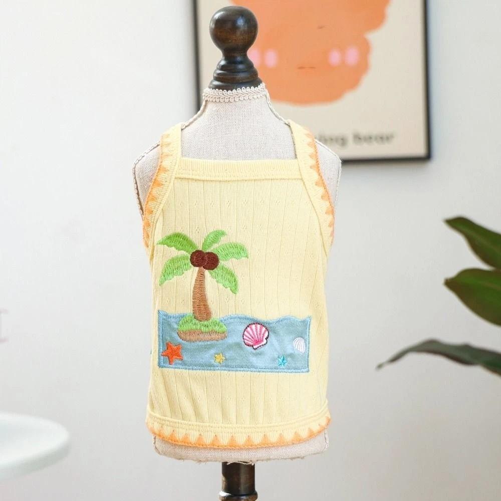 

Breathable Summer Pet Vest Embroidery Print Pet Suspender Vest Cat Thin Clothes Indoor and Outdoor XL жёлтый