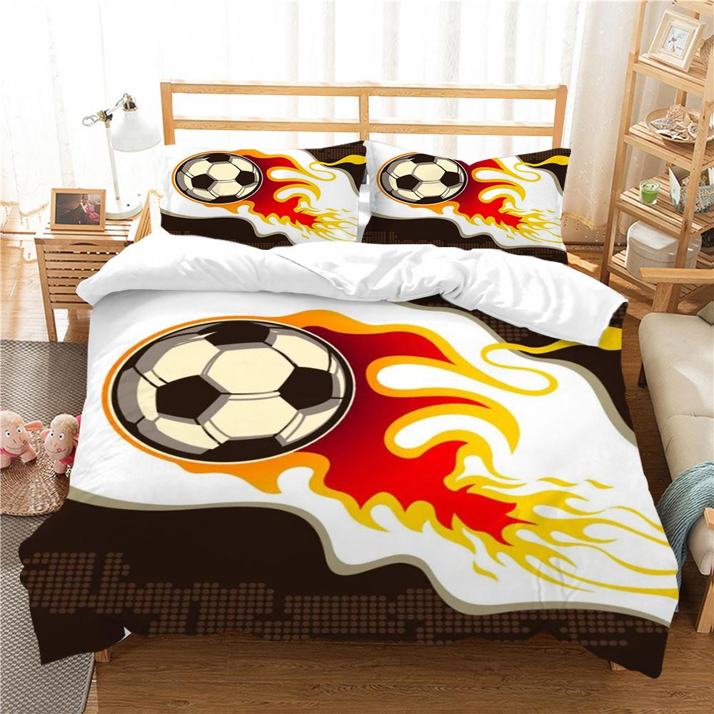 Hot Sell 2/3pcs Bedding Set Breathable Comforter Duvet Cover Set 3D Football Design Microfiber Comfortable Bed Cover Suit