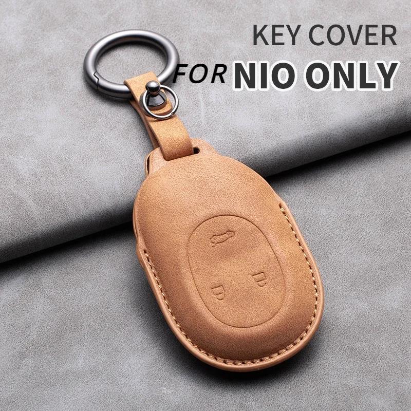 For Nio Et7 Et5 For Weilai Nio Ec6 Et7 Es6 Es8 Leather Car Remote Key Case Cover Protector Keychain