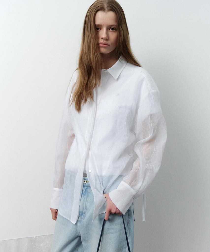 Leuba Crinkled Drawstring Shirt - Snow White