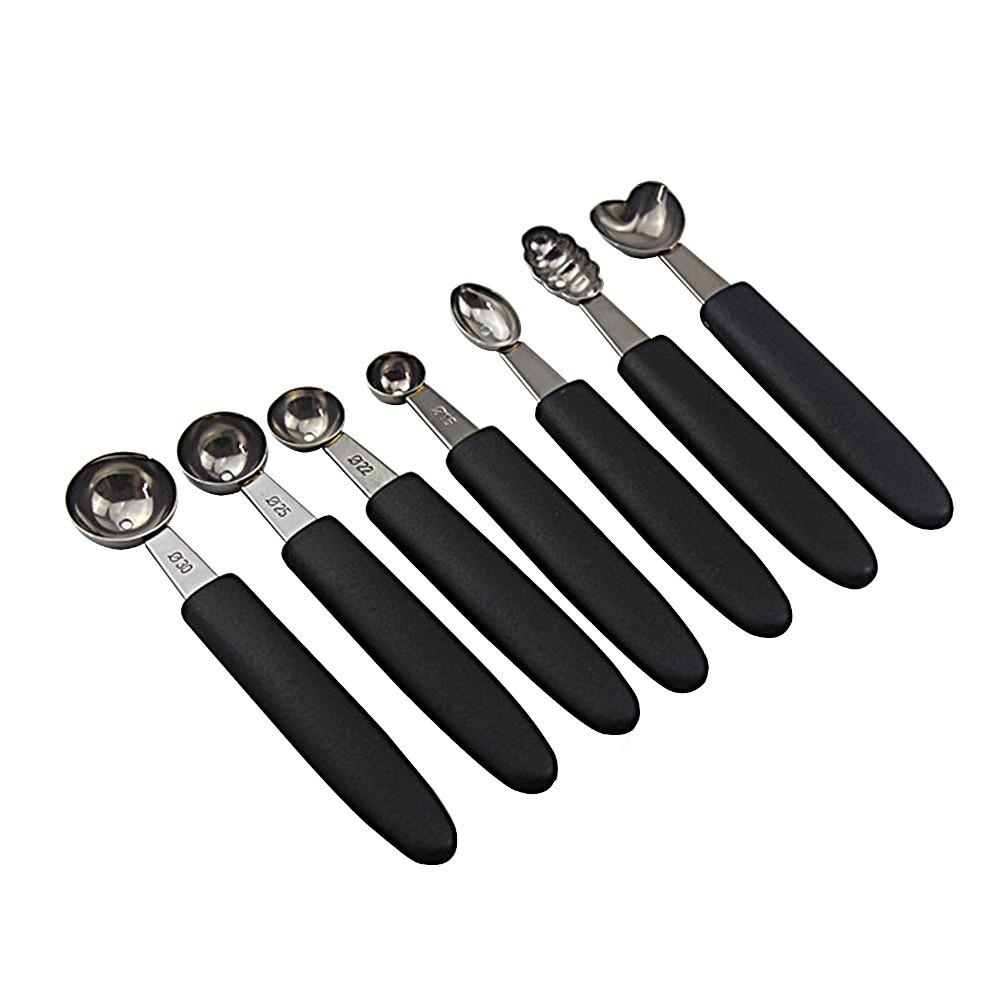 7 PCS Stainless Steel Melon Baller Set Watermelon Scooper Fruits Sorbet Meatball Watermelon Yogurt