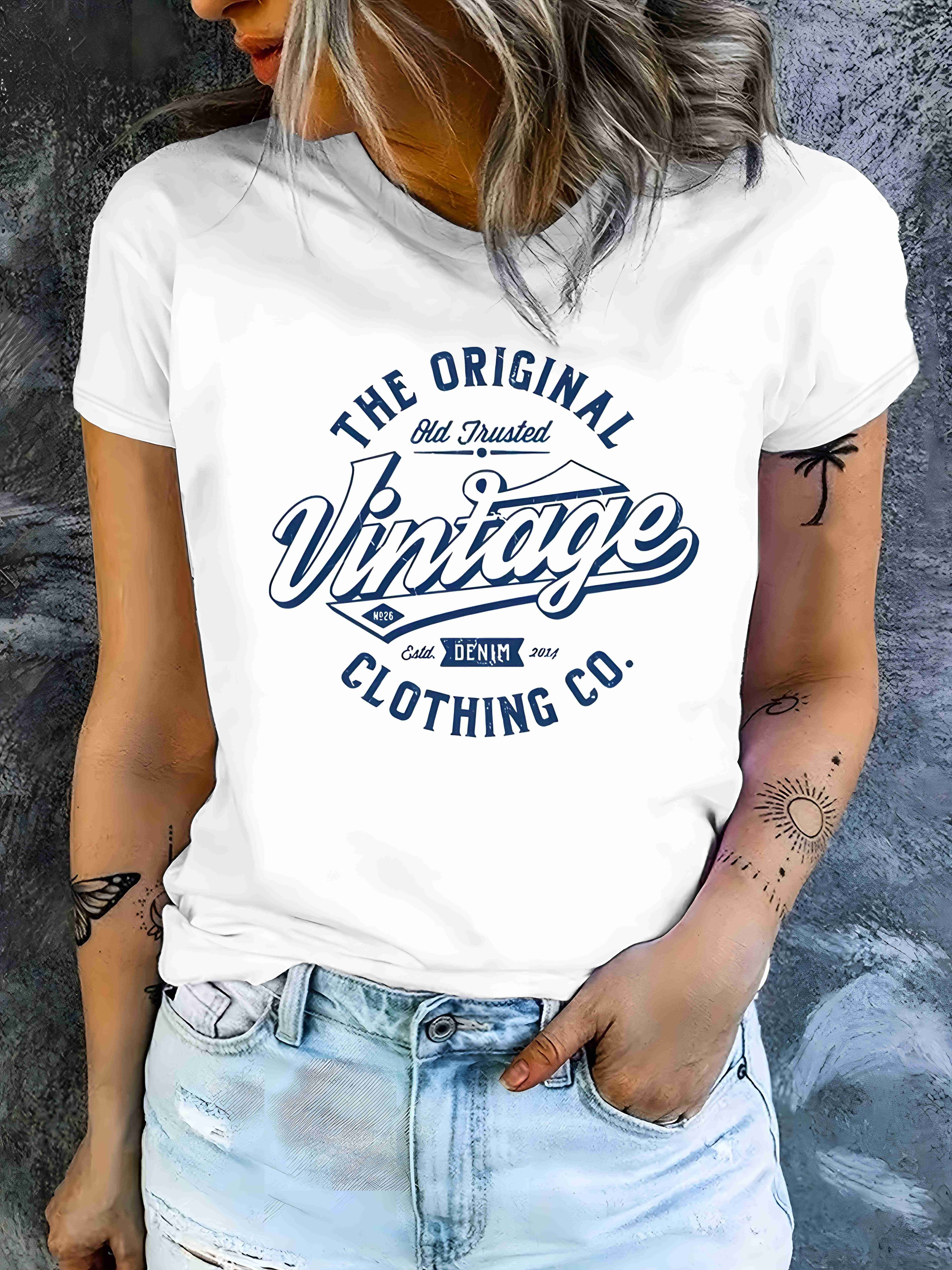 

Женская хлопковая футболка «The Vintage Clothing Co», женская повседневная футболка с коротким рукавом и круглым вырезом, модная одежда высокого качества, топы S