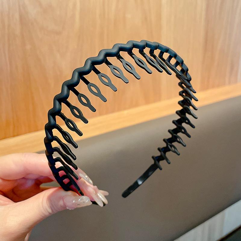 Elegant Solid Color Wave Hairbands For Women Trendy Toothed Non-slip Hair Combs Hair Accessories Girl Face Wash Sports Headbands