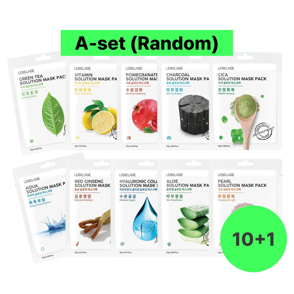 

LEBELAGE Solution Mask Pack - [10 Sheets] Hydrating & Glass Skin Care A-set (10 + 1)