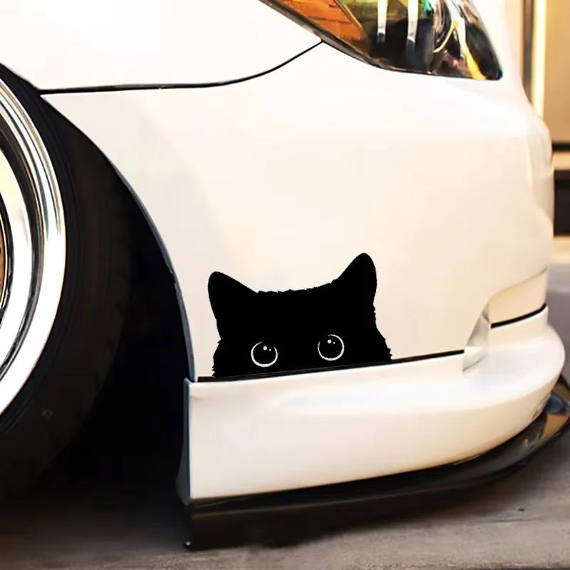 Car Sticker Cartoon Cat Sticker Black Cat With Big Eyes Vinyl Decoration Sticker Car Styling Cover Waterproof Car Accessories