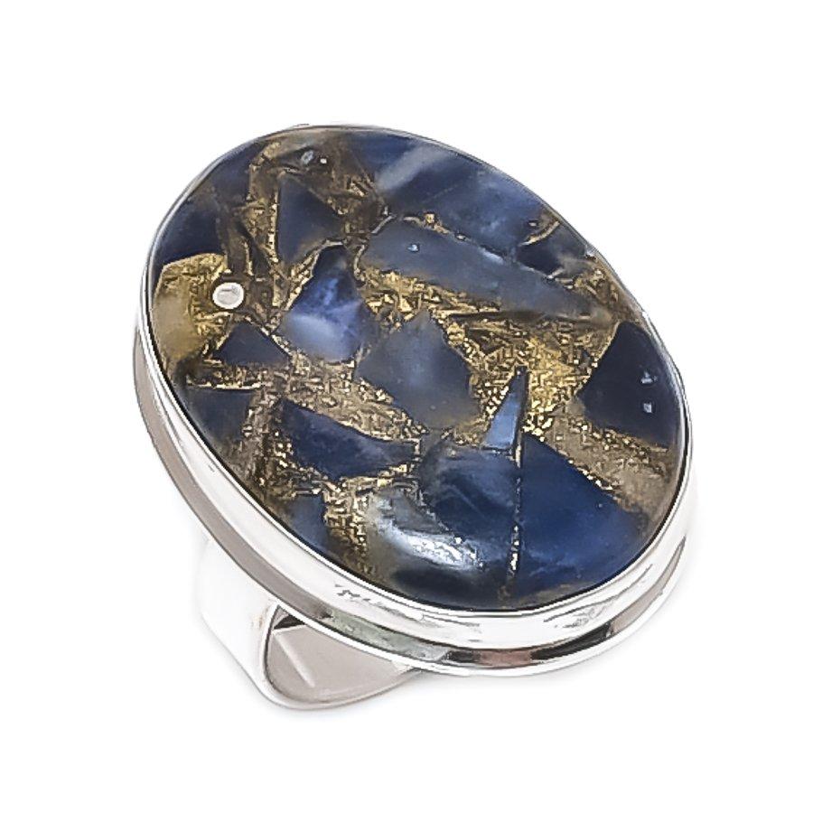 

Натуральный Медный Содалит Драгоценный Камень 925 Стерлинговое Серебро Ювелирное Кольцо Размер 8 K1d48