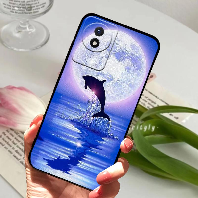 Phone Case For Vivo Y02 4G Coque Y02A Y02t Cute Lion Animals Black Soft Silicone TPU Phone Cover For VIVO Y11 2023 4G Bumper