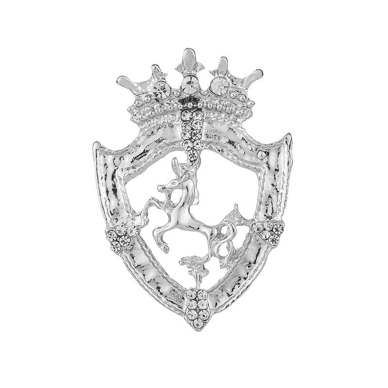 Rhinestone Horse Vintage Brooch Crown Badge Pin Jewelry Accessories