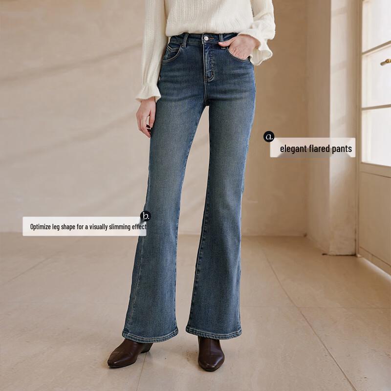 Xiangying Women's Retro Washed Flared Jeans