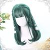 Anime Green Black Purple Middle Length Wig Straight Lolita Wigs Cosplay Wigs Heat Resistant Synthetic Hair Anime Party Hair