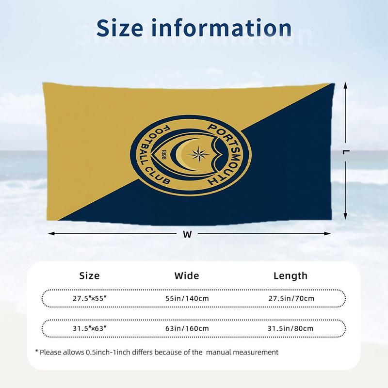 Toalla de Playa de Secado Rápido Portsmouth FC Impresa Microfibra Absorbente Portátil de Viaje Toalla de Natación