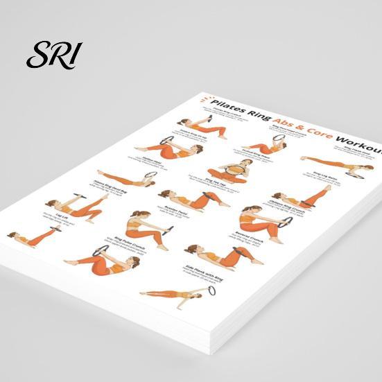 Pilates Strength Training 3Pcs Circle Exercise Chart 10x8 Inch Frameless Poster Circulation Improvement Workout Schedule for Beginners Elderly